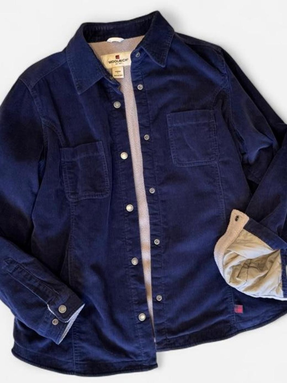 Woolrich Women’s L Navy Corduroy Fleece-Lined Shacket Shirt Jacket